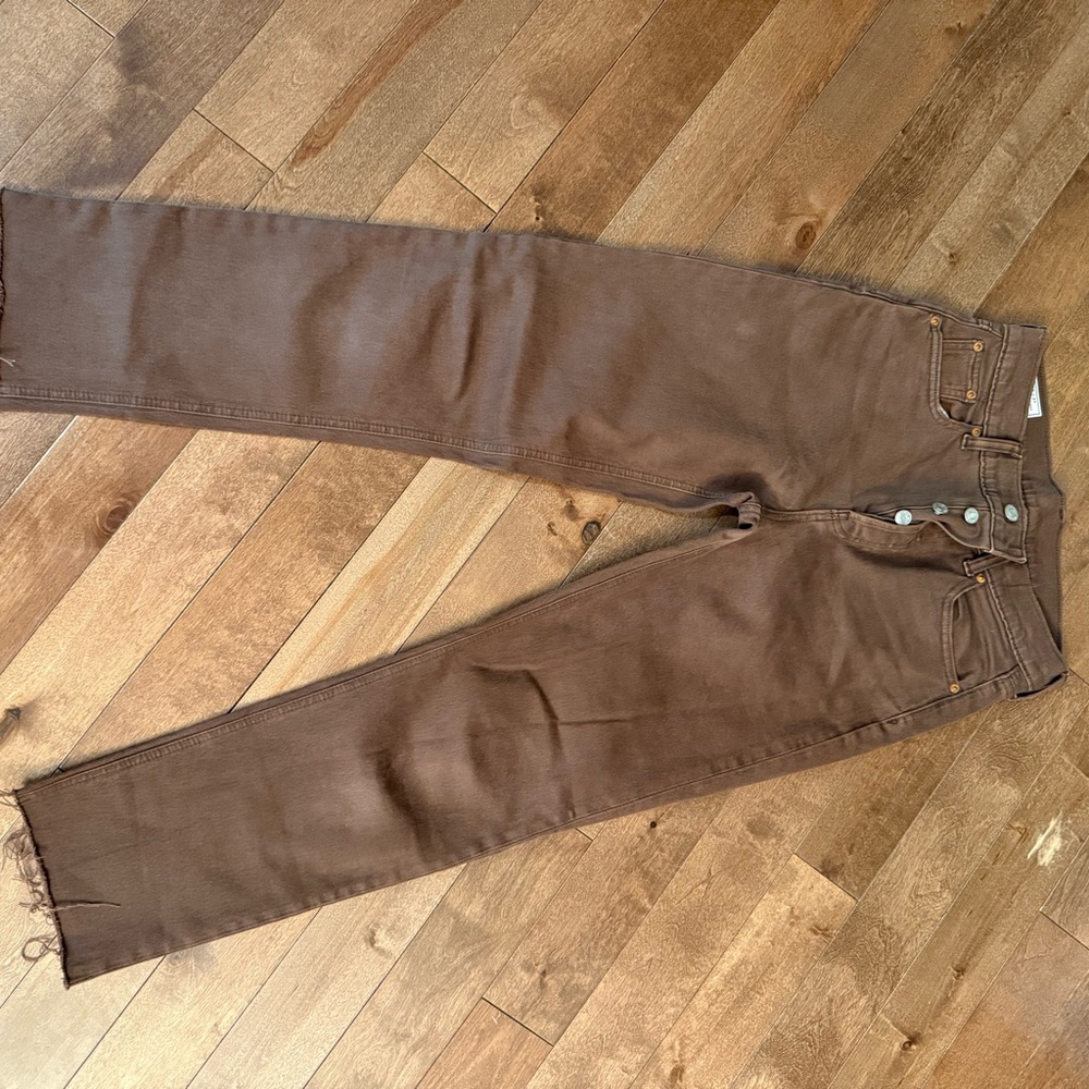 GAP Cheeky Straight High Rise Jeans in Tan